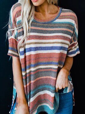 NWOT Striped Multi-Color Short Sleeve Knit Shirt